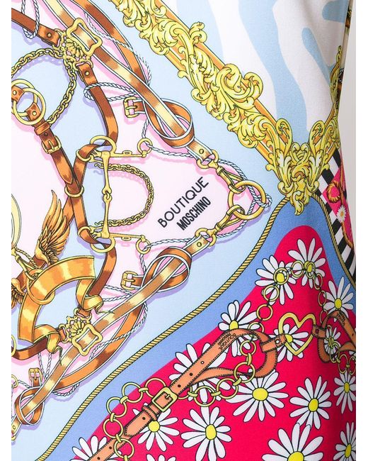 Moschino White Fantasy Printed Straight Dress