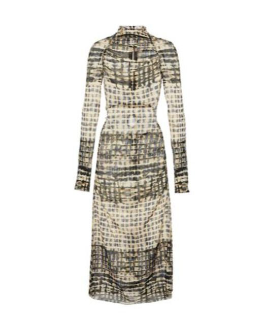 KNWLS Natural Snake-Print Silk-Blend Midi Dress