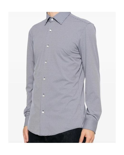 Boss Blue Geometric-Print Long-Sleeve Shirt for men