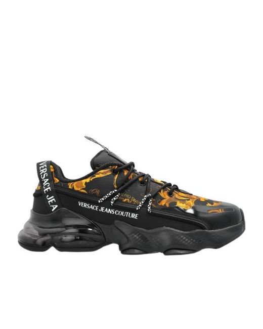 Versace Jeans Black Couture Baroque Printed Platform Sneakers for men