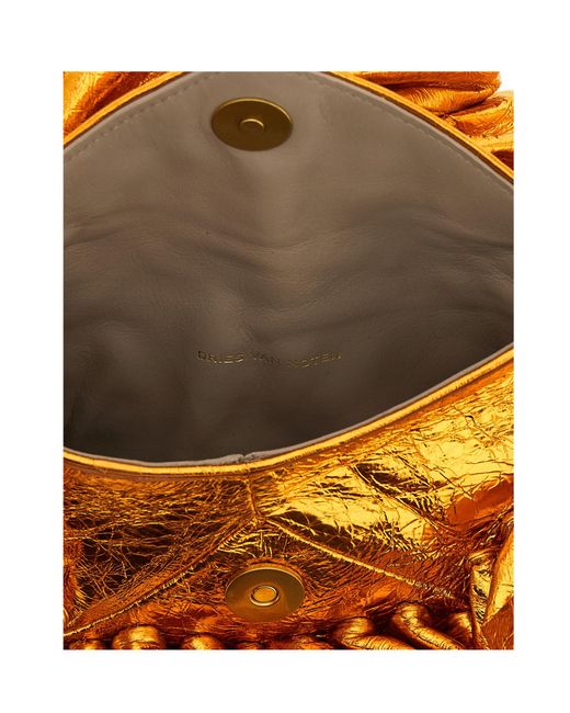 Dries Van Noten Orange Ruffle Clutch Bag