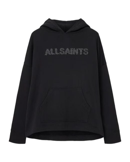 AllSaints Black Organic Cotton Pin-Detail Etienne Hoodie
