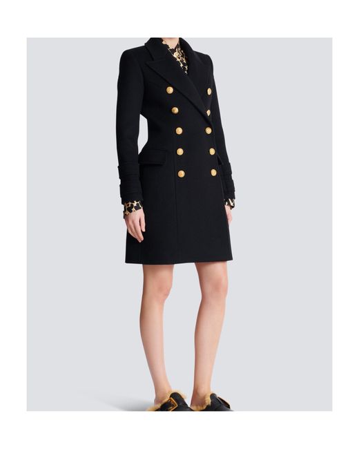 Balmain Black 10-Button Wool And Cashmere Coat