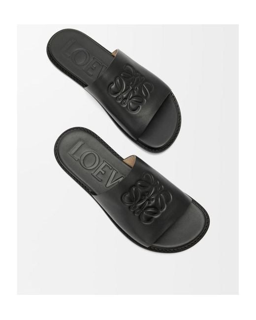 Loewe Black Flex Anagram Round Toe Slides for men