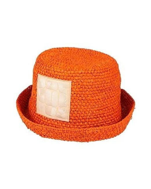 Jacquemus Orange Solid Color Straw Hat