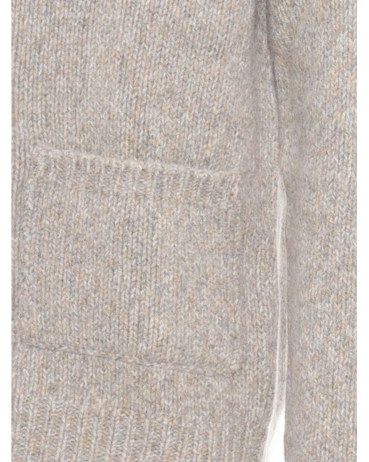 Fedeli Gray Ribbed Knit Cardigan for men