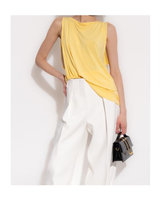 Jacquemus Yellow Le Haute Peplo Twist Detailed Top