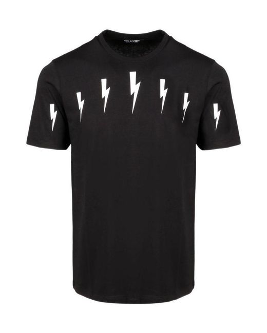 Neil Barrett Black T-Shirt With Round Neck And Short Sleeves for men