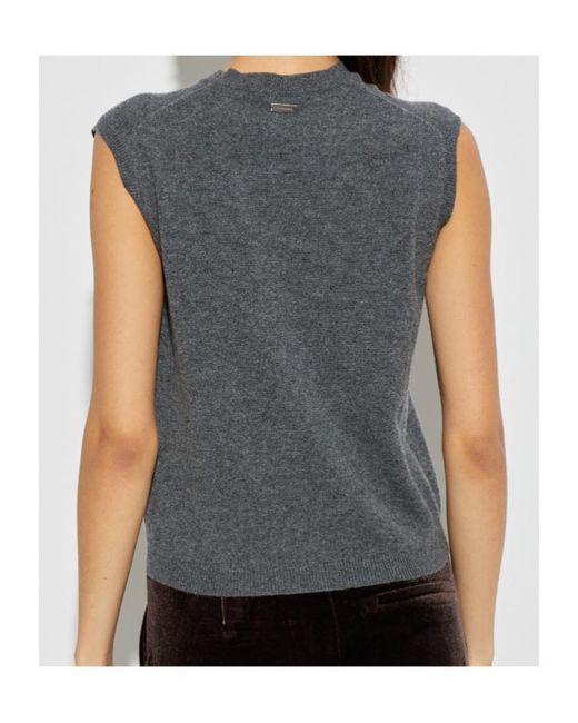 Ferragamo Gray Crew Neck Knitted Vest