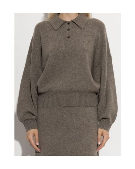 Lisa Yang Gray Etta Knitted Polo Shirt