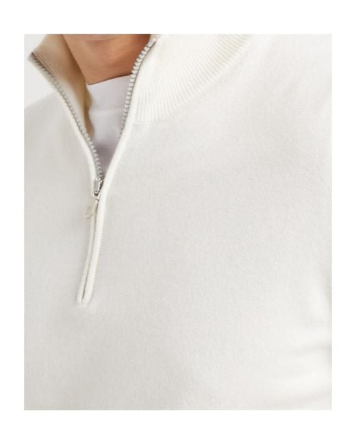 Brunello Cucinelli White Funnel-Neck Knitted Polo Shirt for men