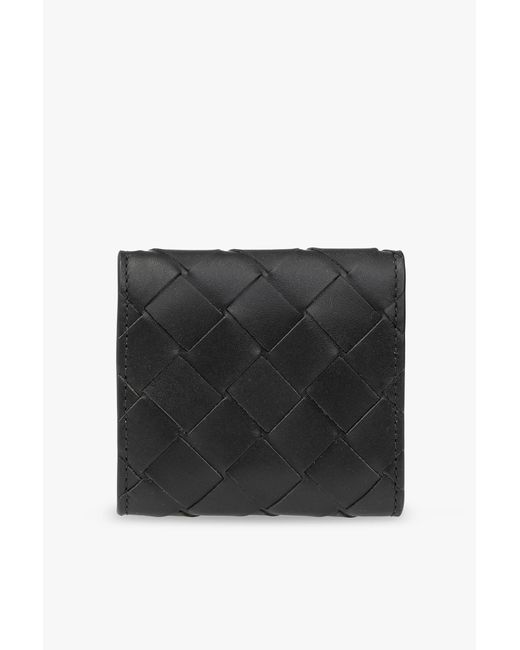 Bottega Veneta Black Intrecciato Folded Coin Purse for men