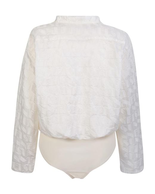 Sunnei White Logo-Jacquard Buttoned Bodysuit