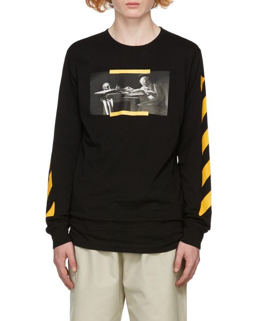 Off-White c/o Virgil Abloh Black Crewneck Long-Sleeved T-Shirt for men