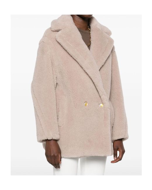 Max Mara Natural Cuba Double-Breasted Long-Sleeved Coat