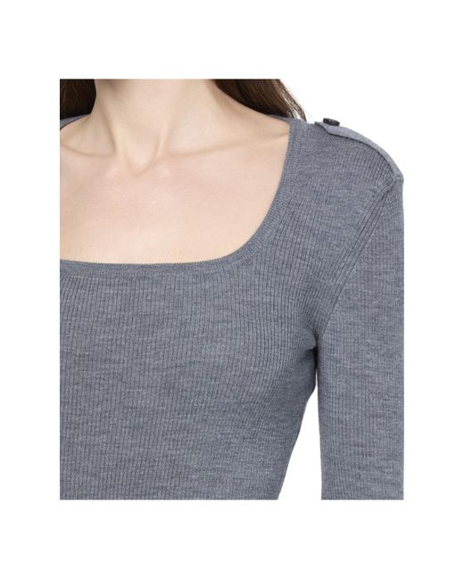 Alexander McQueen Blue Square Neck Top