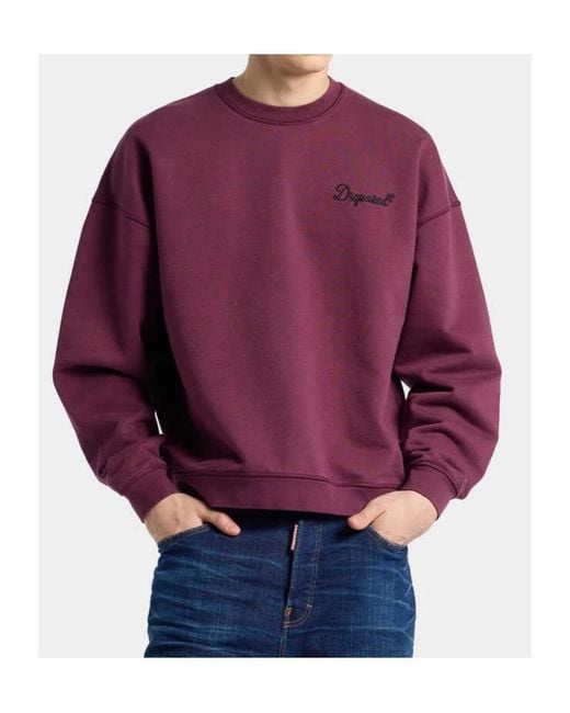 DSquared² Purple Signature Relax-Fit Crew-Neck Sweatshirt for men