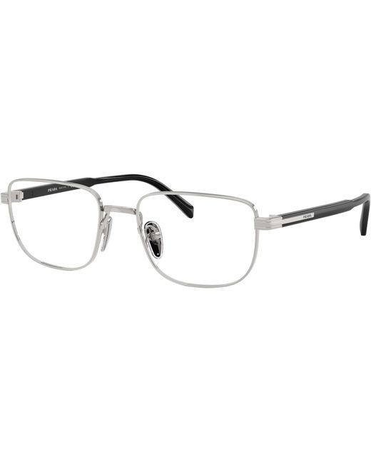 Prada Black Eyewear Rectangular Frame Glasses for men