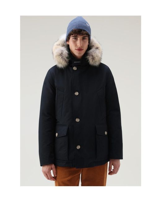Woolrich Blue Arctic Anorak Hooded Jacket for men