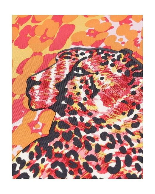 Ferragamo Red Printed Silk Scarf
