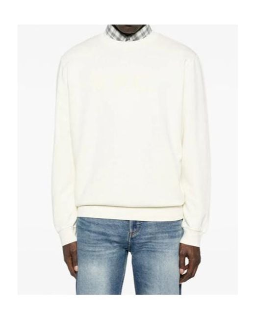 A.P.C. White Logo Crew-Neck Sweatshirt for men