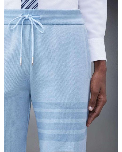 Thom Browne Blue 4-Bar Drawstring Track Pants