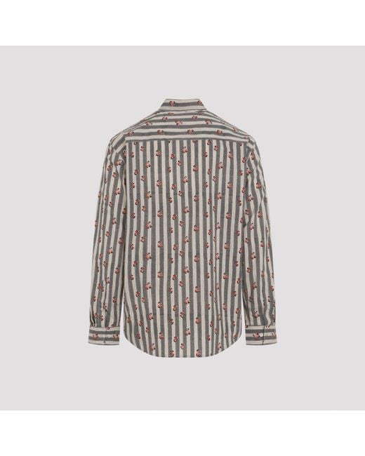 Dries Van Noten Gray Collared Long-Sleeved Shirt for men