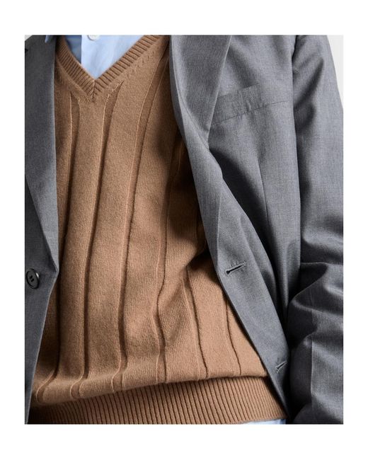 Prada Brown Cashmere V-Neck Sweater for men