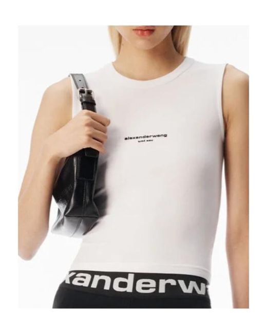 Alexander Wang White Fitted Logo Tank Top