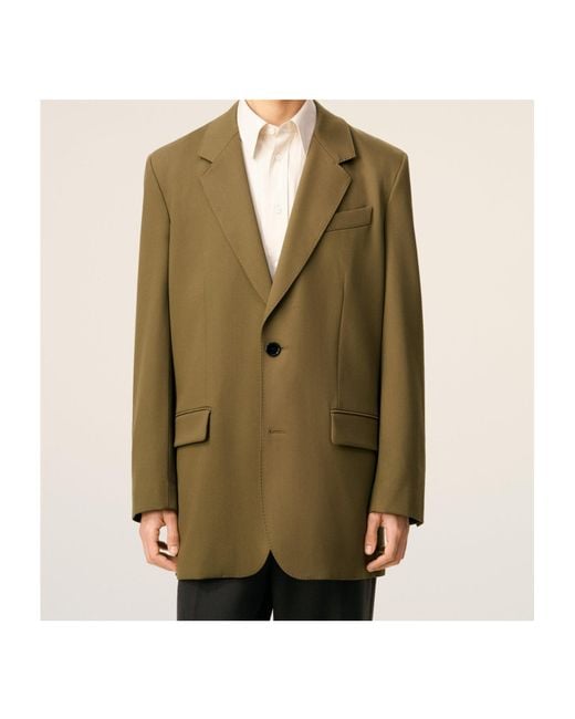 AMI Green Single-Breasted Wool Jacket for men