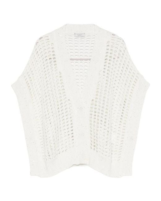 Peserico White Sequin-Embellishment Vest