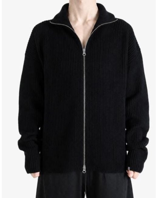 Extreme Cashmere Black Long-Sleeve Zip-Up Cardigan for men