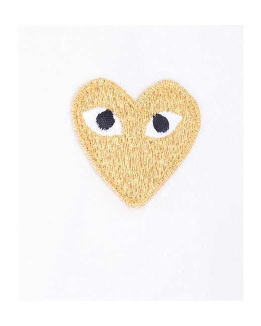 COMME DES GARÇONS PLAY White Comme Des Garçons Play Logo Embroidered Crewneck T-Shirt for men
