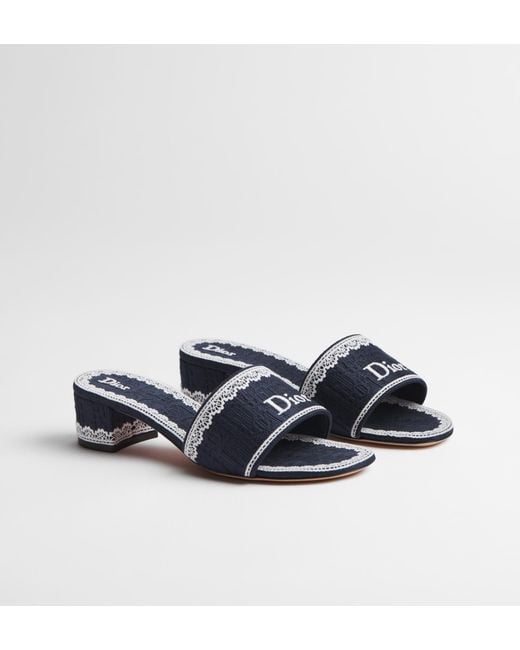 Dior Blue Dentelle Heeled Slide