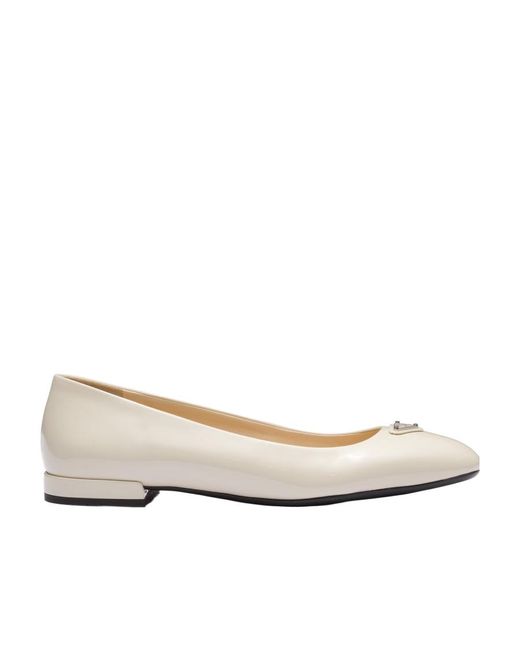 Prada Natural Patent Leather Ballerinas