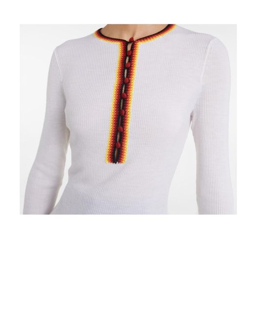 Gabriela Hearst White Half-Button Knit Sweater