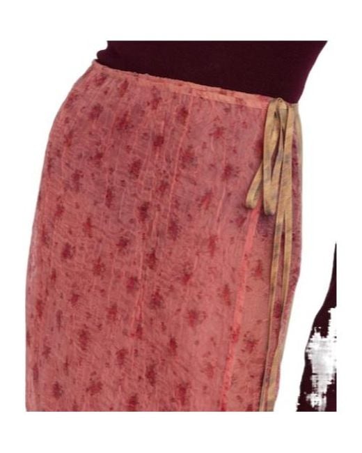 Ganni Pink Lightweight Printed Midi Skirt