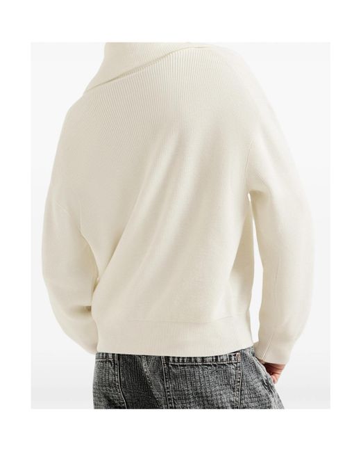 Brunello Cucinelli White Cotton Half-Zip Sweater