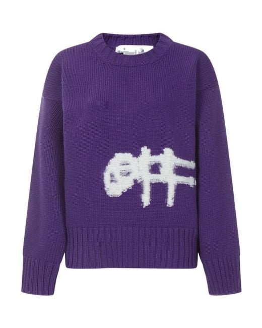 Off-White c/o Virgil Abloh Purple Logo Intarsia Jumper