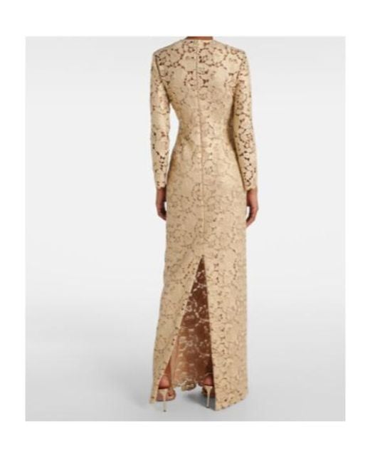 Oscar de la Renta Natural Floral Lace Gown