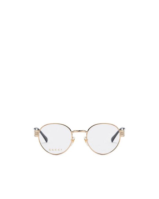 Gucci White Round Metal Optical Glasses
