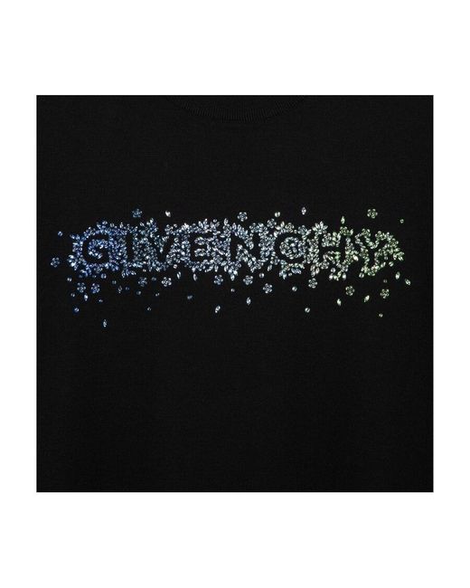 Givenchy Black Crystal-Embellished Logo Jumper