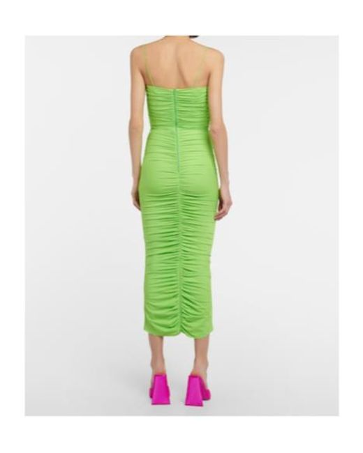Alex Perry Green Everett Ruched Maxi Dress