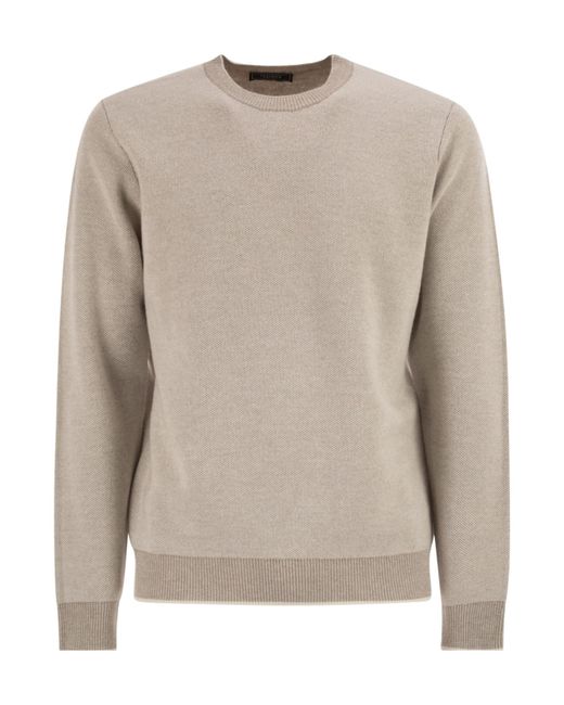 Peserico Natural Textured Crew Neck Knitwear for men