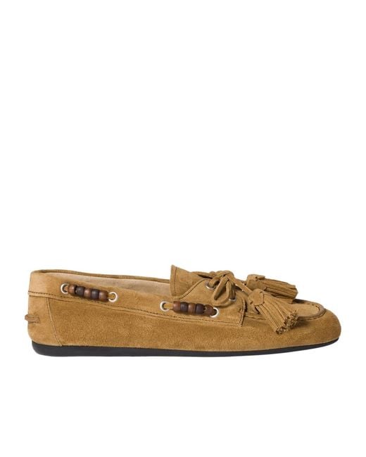 Miu Miu Brown Tassel-Detailed Slip-On Loafers