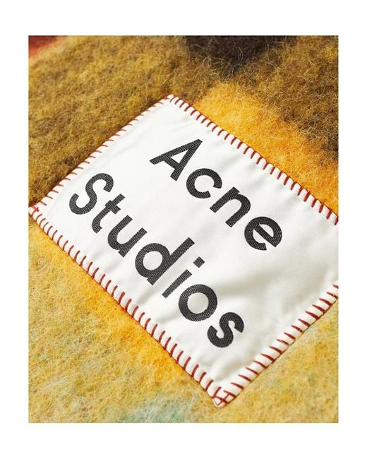 Acne Orange Logo Patch Checked Scarf for men