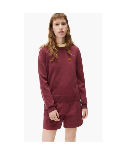 KENZO Red Tiger-Patch Knitted Jumper