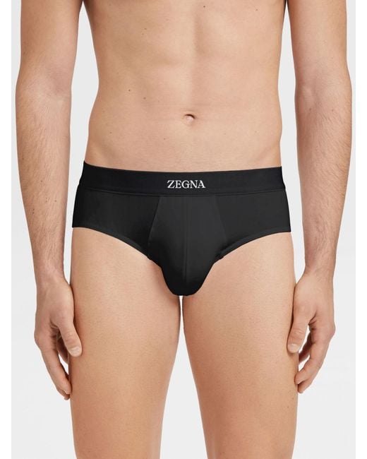 Zegna Black Logo Waist-Edge Panties for men