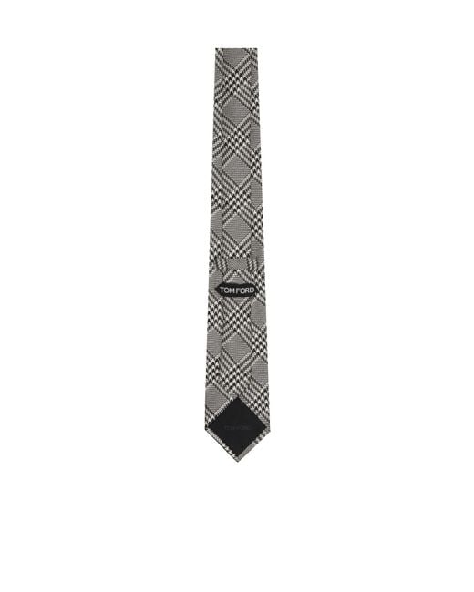 Tom Ford White Mouline Prince Of Wales Pointed Tie for men