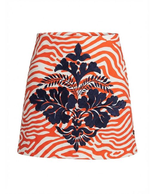 Sportmax Red Pattern Skirt